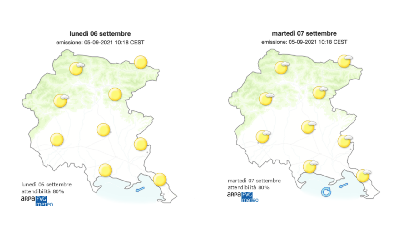 Immagine per Meteo, inizio settimana di beltempo sul Goriziano con Borino sulla costa